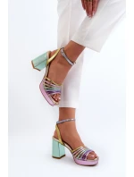 Dámské sandály na podpatku D&A CR920 Multikolor