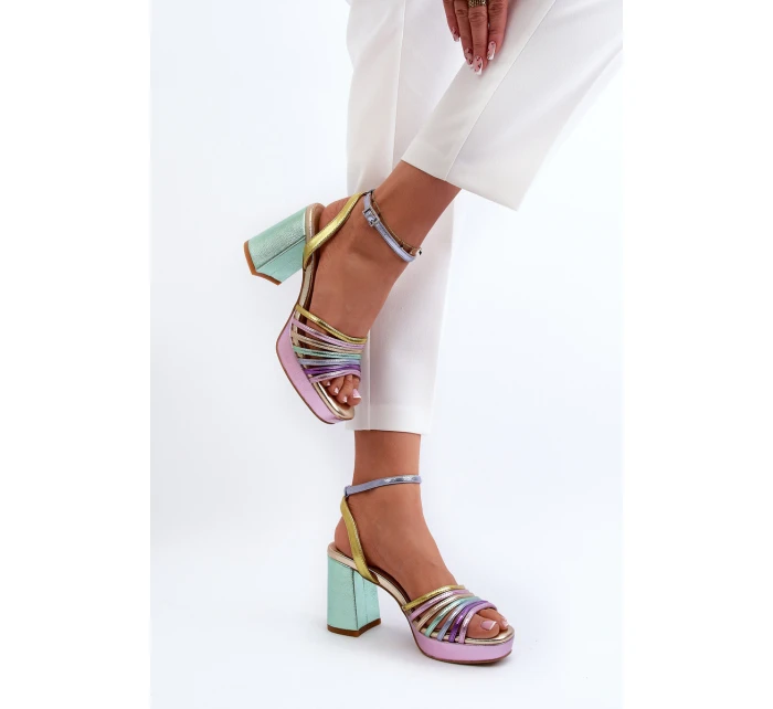 Dámské sandály na podpatku D&A CR920 Multikolor