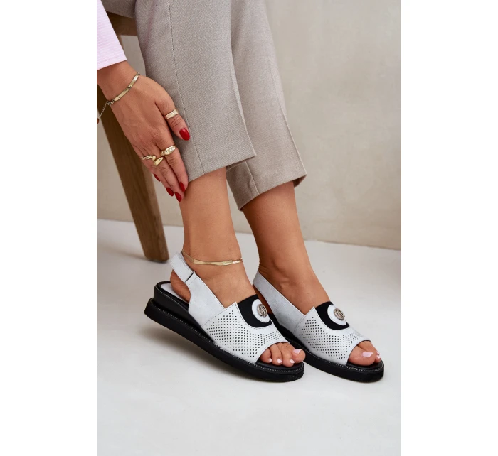 Dámské sandály na klínu stříbrné Isnnoria Dámské sandály na klínu stříbrné Isnnoria