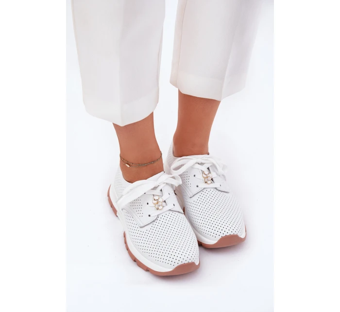 Kožené Polobotky Dámské S Připínacím Klipem Artiker 54C1810 Bílé