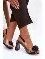 Sandály na podpatku s krystaly D&A model 21900368 Černé - S.Barski