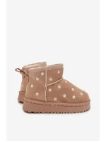 Dětské sněhule zdobené květinami Gracina – béžové Dětské sněhule zdobené květinami Gracina – béžové