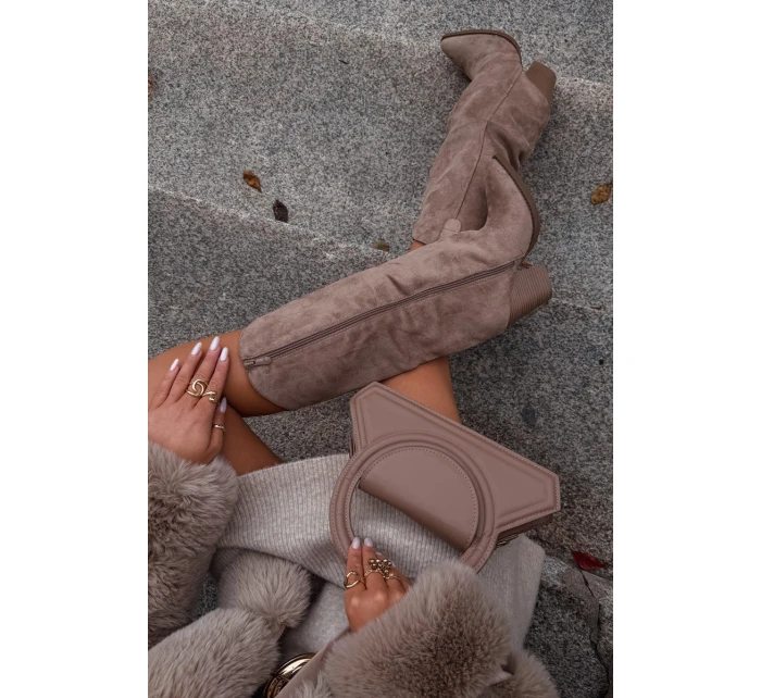 Zateplené dámské kovbojské kozačky Mavine – béžové