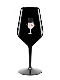 SNĚHULÁČEK - černá nerozbitná sklenice na víno 470 ml