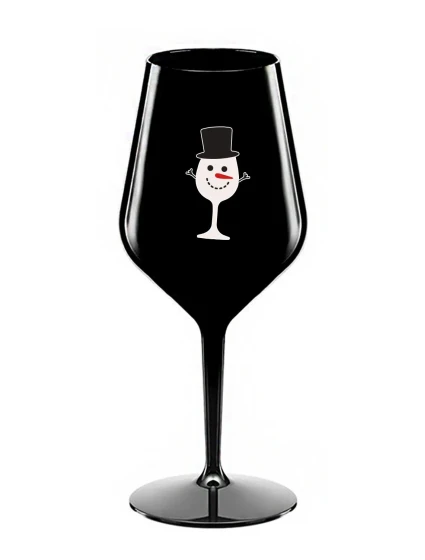 SNĚHULÁČEK - černá nerozbitná sklenice na víno 470 ml SNĚHULÁČEK - černá nerozbitná sklenice na víno 470 ml