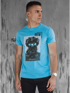Pánské tyrkysové tričko s potiskem FashionStreet RX5551