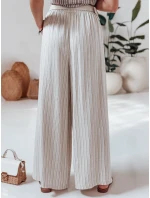 Dámské široké kalhoty s páskem beige model 21988976 - Dstreet Dámské široké kalhoty s páskem beige model 21988976 - Dstreet