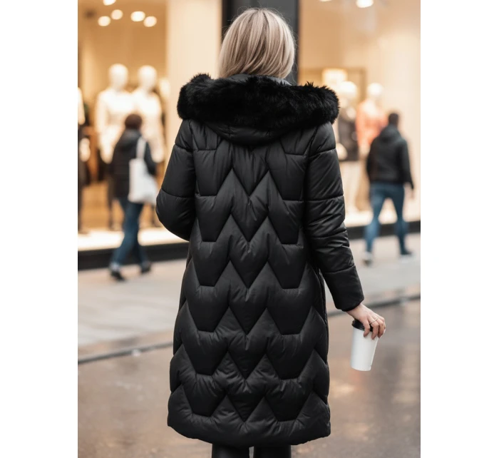 Dámská prošívaná dlouhá bunda černá Dstreet model 21995363 - FashionStreet