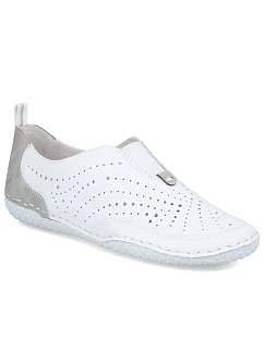 Dámská kožená prolamovaná nazouvací obuv bílá Rieker 43663-80