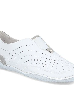 Dámská kožená prolamovaná nazouvací obuv bílá Rieker 43663-80