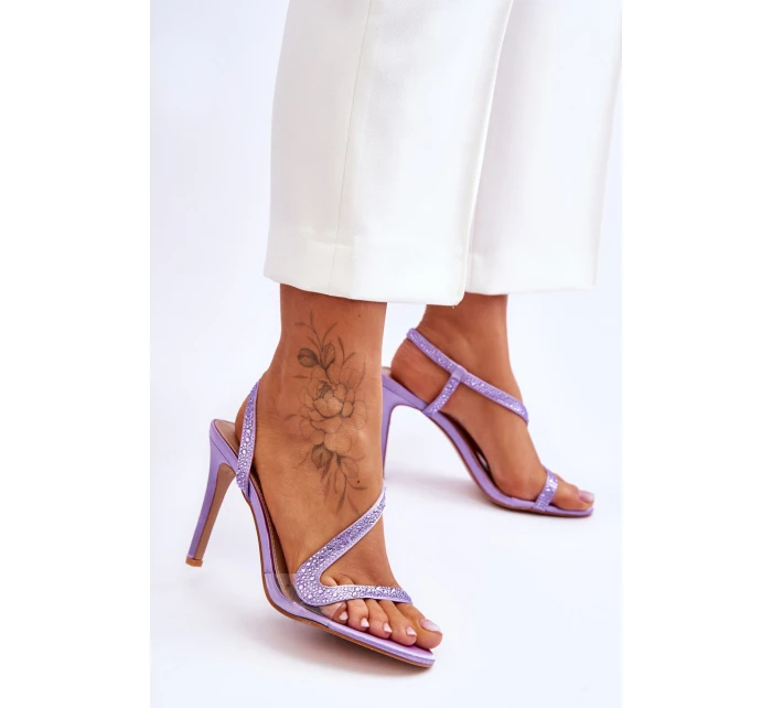 Elegantní nazouvací sandály na vysokém podpatku fialové model 21619520 - Boto