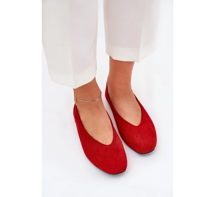 Klasické Baletky Z Eko Semiše Červené model 21687300 - Boto Klasické Baletky Z Eko Semiše Červené model 21687300 - Boto