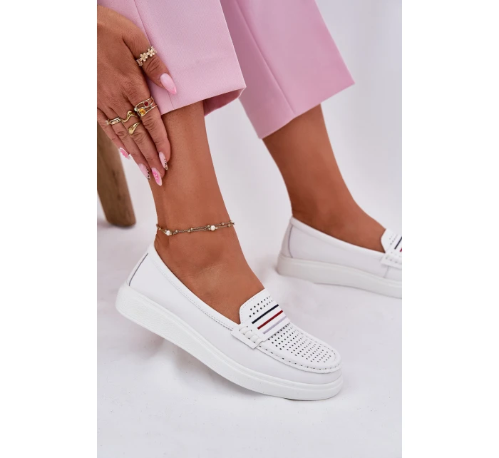 Dámské Kožené Mokasíny Bílé model 21696947 - EVENTO Dámské Kožené Mokasíny Bílé model 21696947 - EVENTO