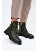 Zateplené dámské boty na zip s ozdobným prvkem tmavě zelené Roselle Zateplené dámské boty na zip s ozdobným prvkem tmavě zelené Roselle