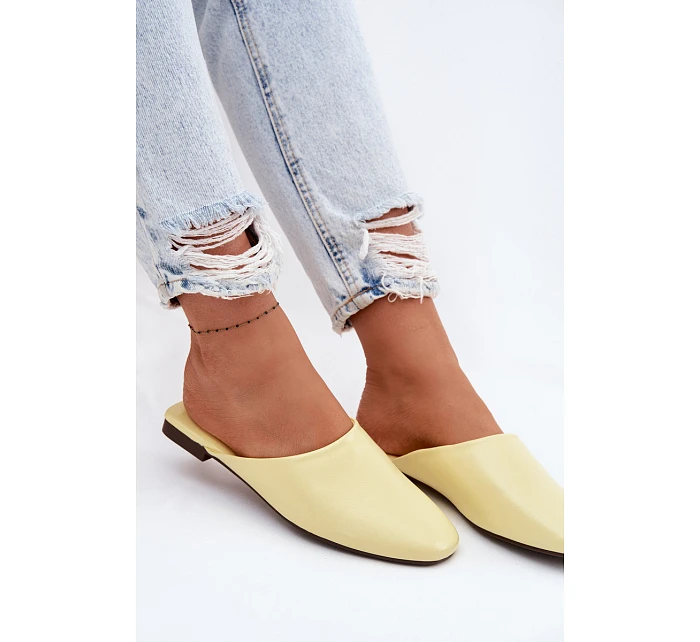 Dámské Mule z imitace kůže Ploché Žluté Romelle