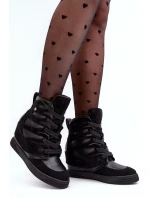 Kožené kotníkové boty na klínku, černá Amria