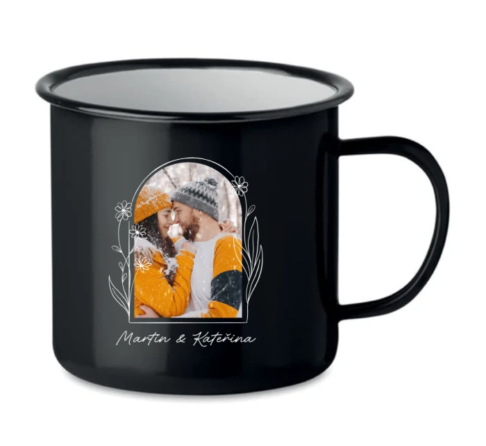 Personalizovaný retro plecháček s květinový ohraničením 