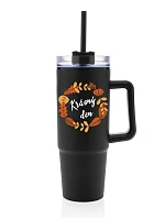 KRÁSNÝ DEN (PODZIM) - černý cestovní termohrnek s průhledným víčkem 900 ml
