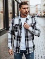 Pánská černobílá kostkovaná flanelová košile FashionStreet DX2673