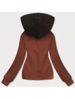 Krátká hnědá dámská rozepínací mikina model 21224419 - LHD
