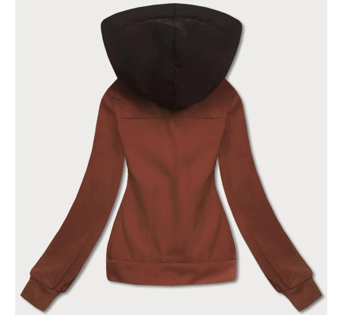 Krátká hnědá dámská rozepínací mikina model 21224419 - LHD