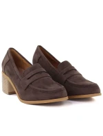 Dámské semišové boty na podpatku hnědé M.Daszynski model 22015050 - M. Daszyński