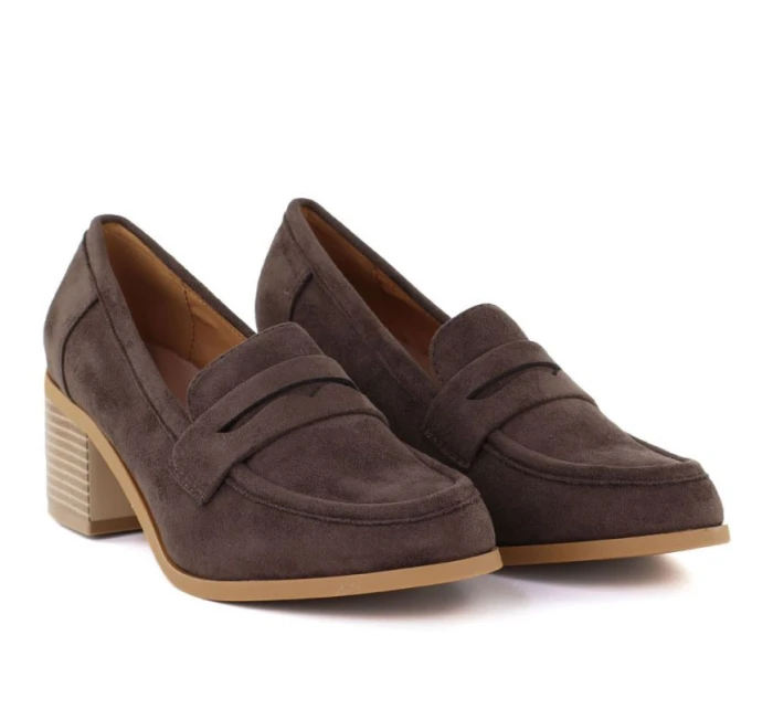 Dámské semišové boty na podpatku hnědé M.Daszynski model 22015050 - M. Daszyński