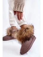 Dámské semišové sněhule s kožešinovou šedou model 21602003 - Boto Dámské semišové sněhule s kožešinovou šedou model 21602003 - Boto