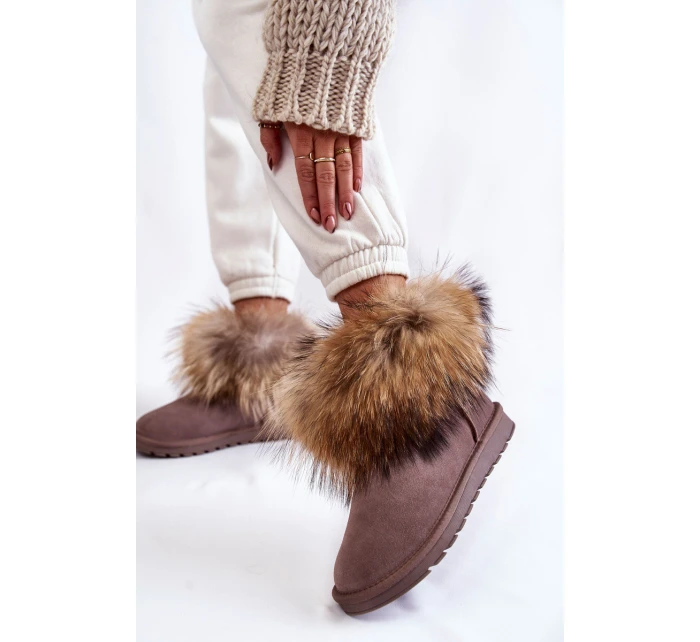 Dámské semišové sněhule s kožešinovou šedou model 21602003 - Boto Dámské semišové sněhule s kožešinovou šedou model 21602003 - Boto