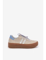 Zazoo N1068S4 Dámské semišové sneakersy na platformě béžové