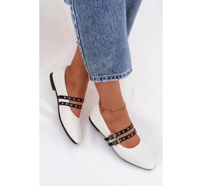 Dámské baleríny s pásky Deliora – bílé