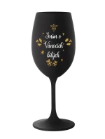SNÍM O VÁNOCÍCH BÍLÝCH - černá sklenice na víno 350 ml