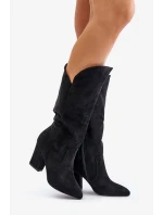 Dámské kozačky na podpatku MP401-1 Černá - Step in style