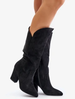 Dámské kozačky na podpatku MP401-1 Černá - Step in style