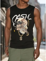 Pánské tričko bez rukávů černé FashionStreet RX5653 Pánské tričko bez rukávů černé FashionStreet RX5653