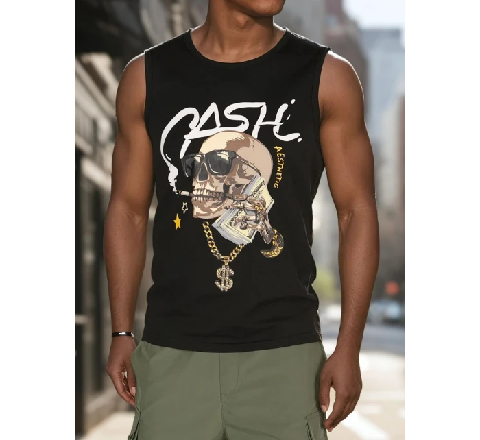 Pánské tričko bez rukávů černé FashionStreet RX5653 Pánské tričko bez rukávů černé FashionStreet RX5653