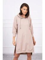 Šaty s kapucí a delšími zády béžové Šaty s kapucí a delšími zády béžové