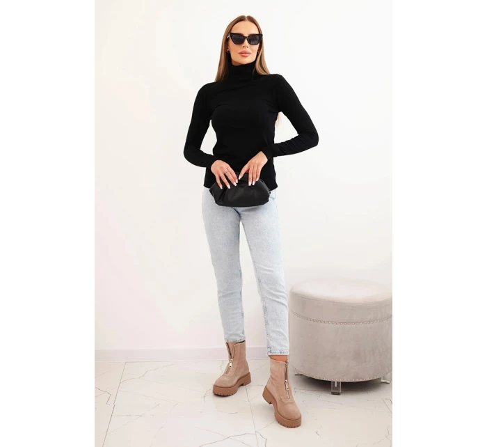 Dámský svetr z viskózy s rolákem a dlouhým rukávem černý Dámský svetr z viskózy s rolákem a dlouhým rukávem černý