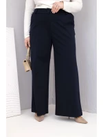 Dámské kalhoty Plus Size s širokými nohavicemi a vysokým pasem granátové