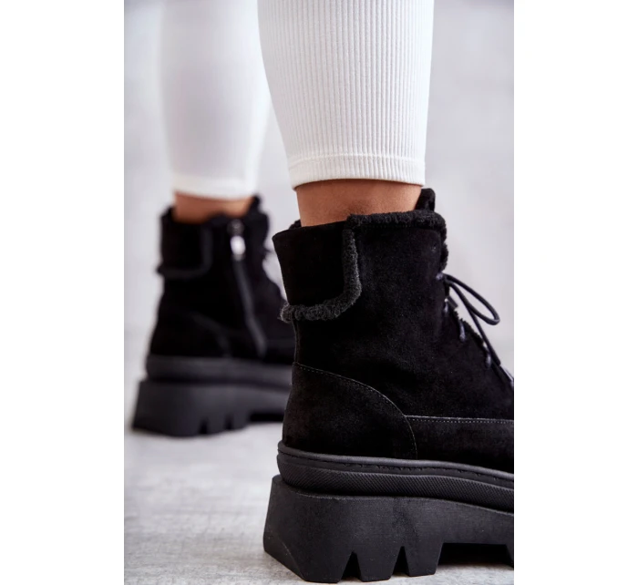 Semišové teplé šněrovací boty Černe model 21598766 - Boto