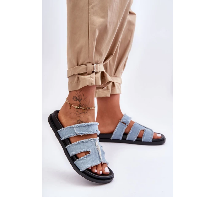 Dámské látkové sandály na zip Modrý Lamirose Dámské látkové sandály na zip Modrý Lamirose