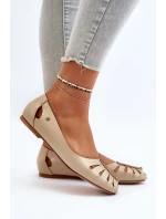 model 21650286 Pohodlné Dámské Kožené Baletky Beige - Zazoo