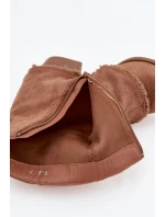 Dámské kotníkové boty na podpatku s límcem světle hnědé model 21714385 - Boto