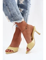 Lakované dámské nazouváky na podpatku Žluté Lirissa Lakované dámské nazouváky na podpatku Žluté Lirissa