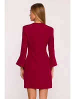 M876 Šaty s širokými manžetami - bordó M876 Šaty s širokými manžetami - bordó