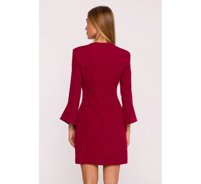 M876 Šaty s širokými manžetami - bordó M876 Šaty s širokými manžetami - bordó