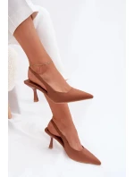 Dámské sandály na jehlovém podpatku Lunira – camel Dámské sandály na jehlovém podpatku Lunira – camel