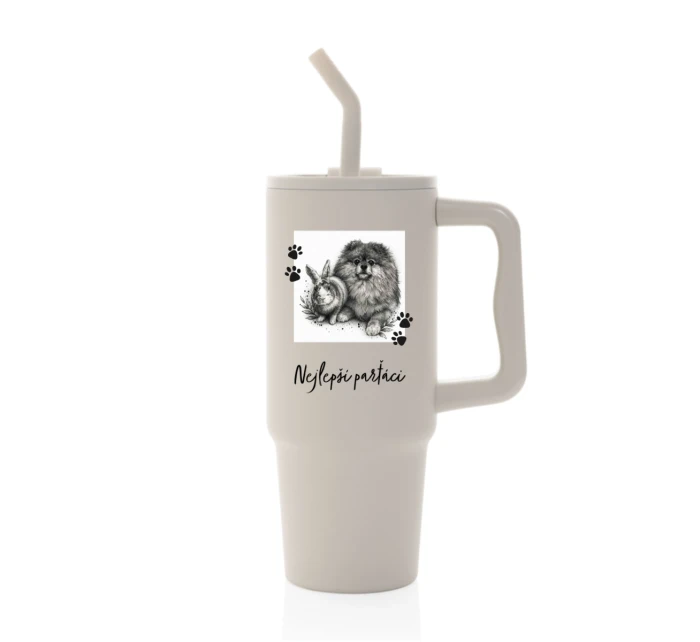 Personalizovaná termoska s barevným víčkem - fotografie s mazlíčkem Personalizovaná termoska s barevným víčkem - fotografie s mazlíčkem