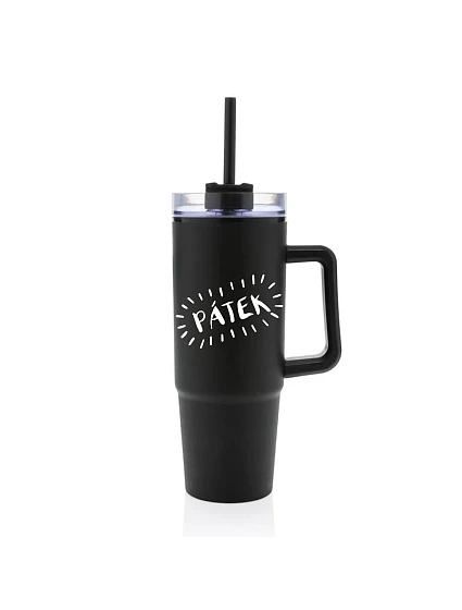 PÁTEK - černý cestovní hrnek s průhledným víčkem 900 ml