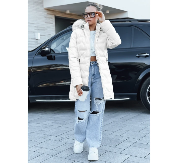 Dámská prošívaná zimní bunda s kožešinou béžová FashionStreet TY5464